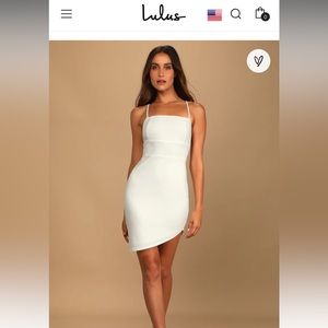 Lulus Baby White Asymmetrical Hem Bodycon Mini Dress
